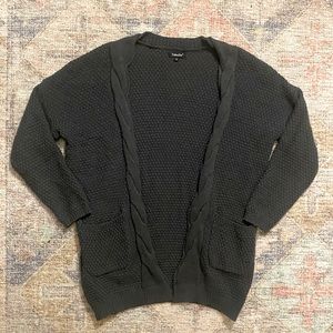 Traleubie Open Grey Knit Cardigan Sweater